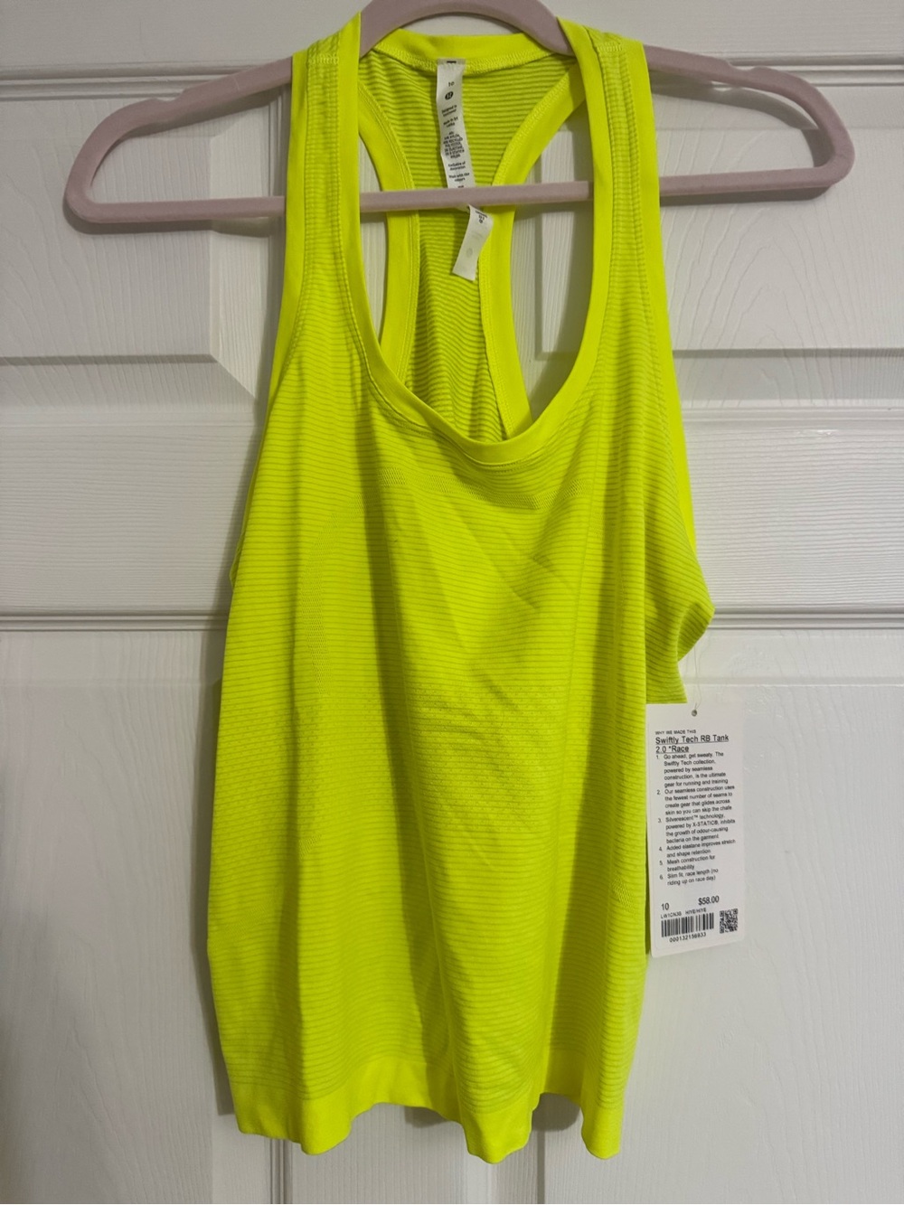 NWT Lululemon Swiftly Tech RB Tank 2.0 Race Length Hi-Vis Yellow 10